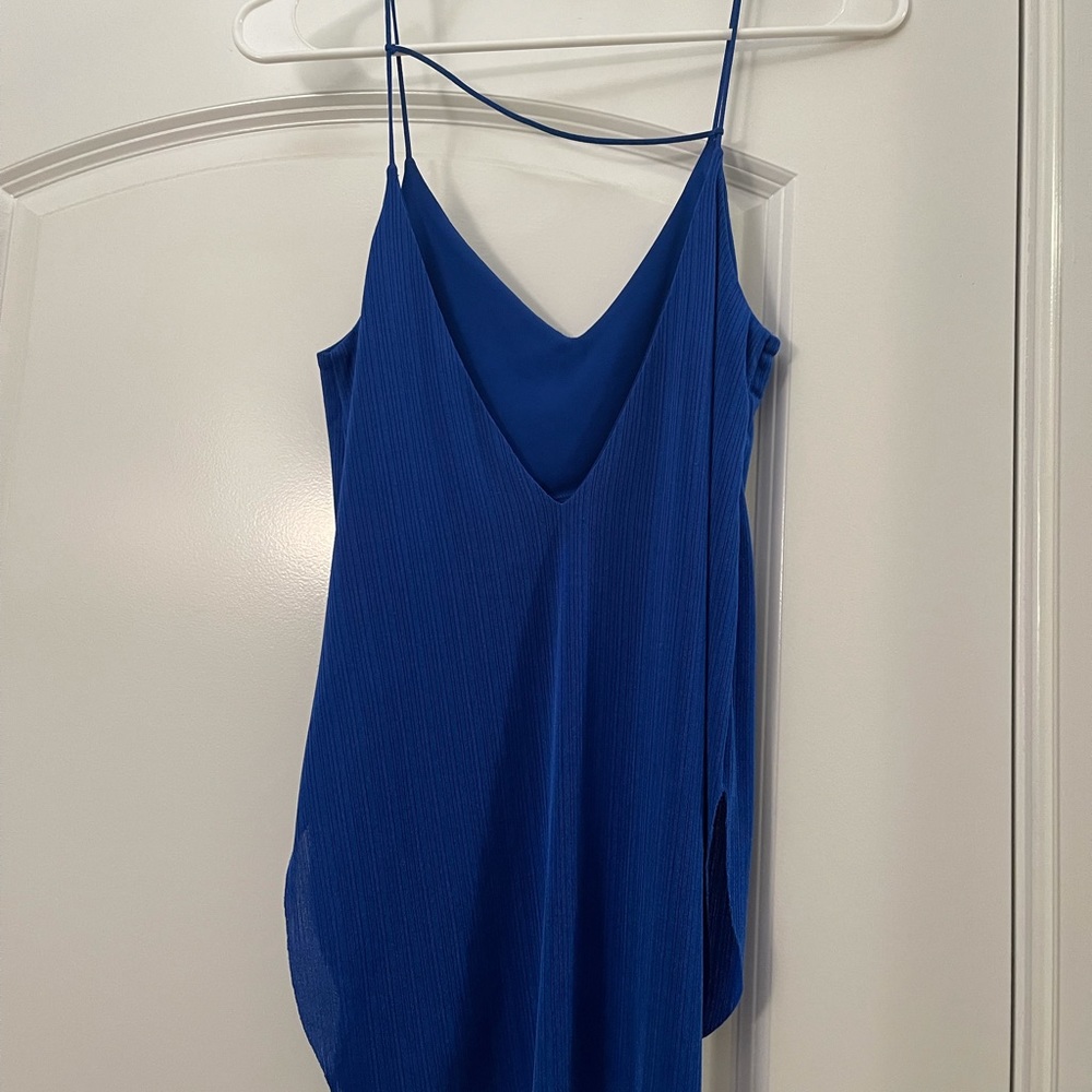 Blue v neck cut tank
